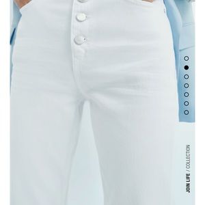 NWOT Zara white denim high waisted pant